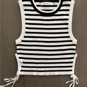 Knit Striped Black and White Sleeveless Top